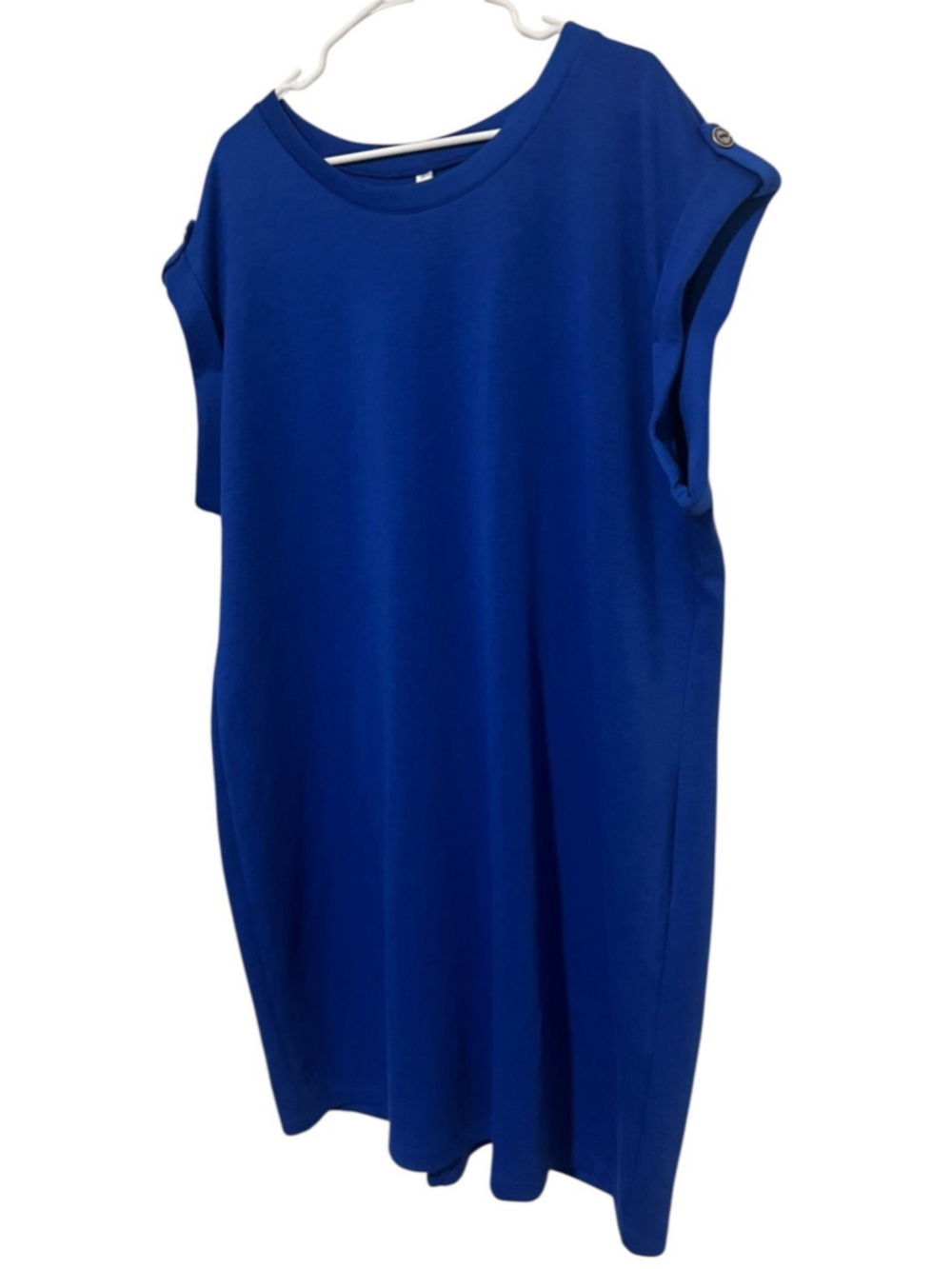 Dear Scarlett Dress Tunic Women’s 3X Royal Blue Short Cap Sleeve Stretch Shift - Picture 2 of 6